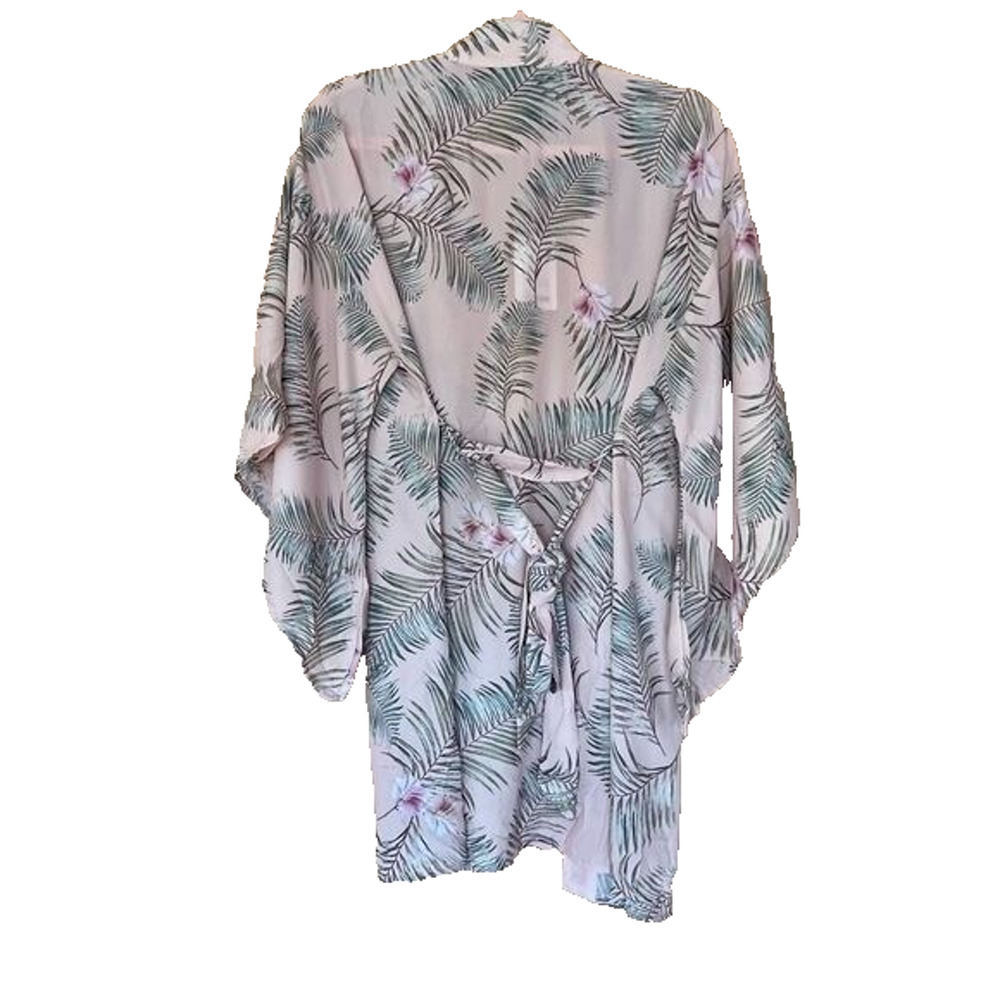 NWT Rory Frida Hawaiian Floral Kimono Flare Sleeve Blush Sz S Beach Boho Cover - Picture 2 of 10
